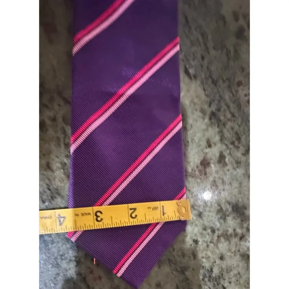 Turnbull & Asser Neiman Marcus Silk Tie Purple Pink Striped Handmade England NWT